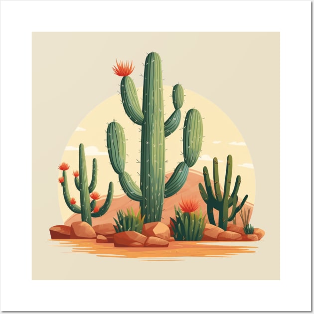 Cactus Retro Style Wall Art by Retro Travel Design